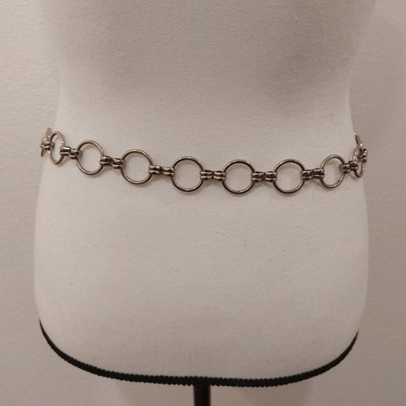 Silver Tone Metal Jump Rings Link Belt with Lanyard Style Clasp - Picture 6 of 8